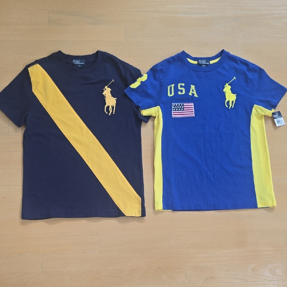 Polo by Ralph Lauren Big Pony Blue and Yellow Short Sleeve Tees